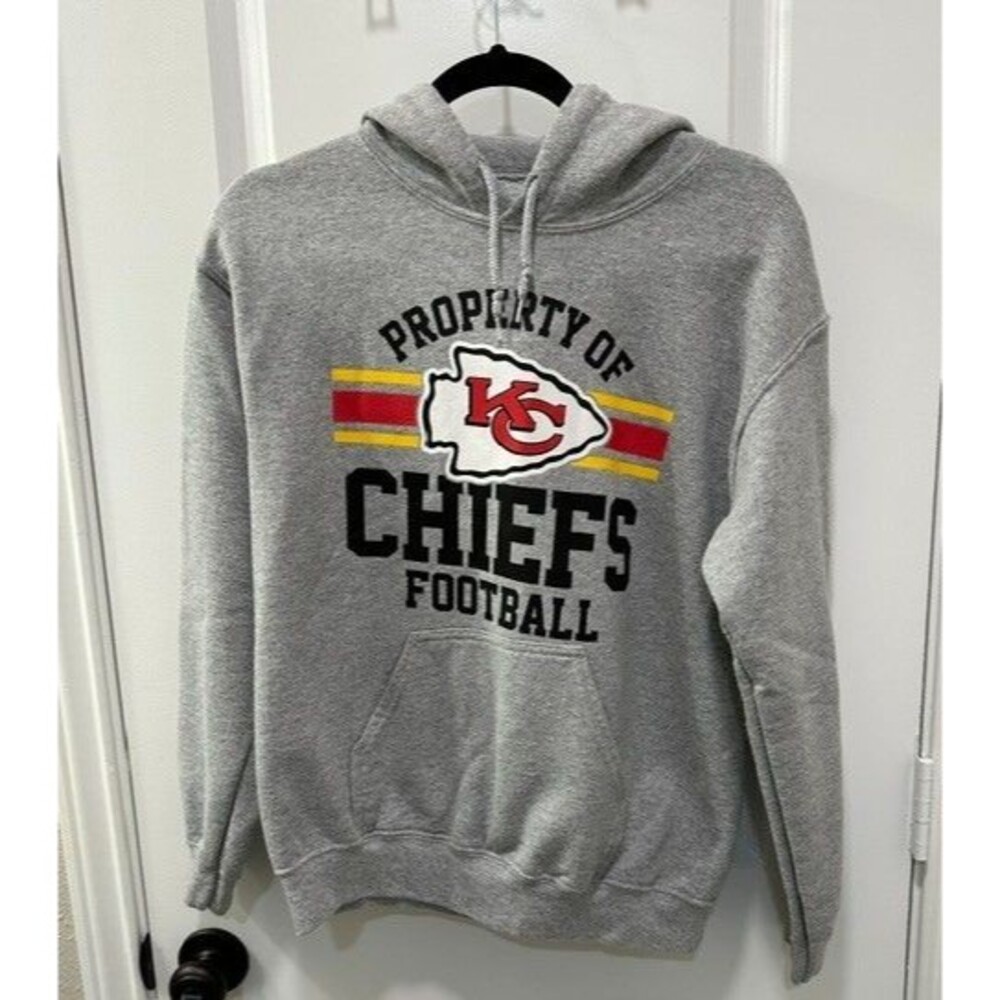 NFL Kansas City Chiefs Football Hoodie Gray Pullover Team Apparel Sweatshirt S